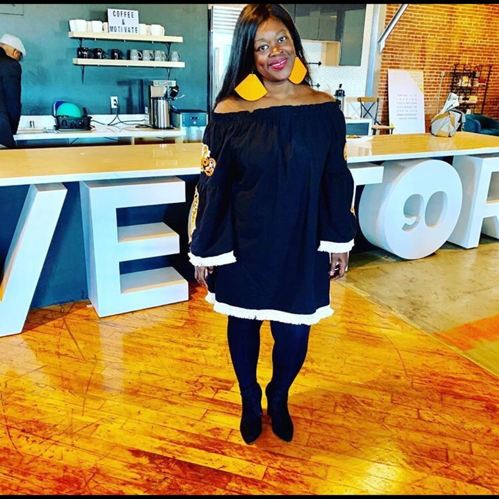 Embroidered off the shoulder Boho dress